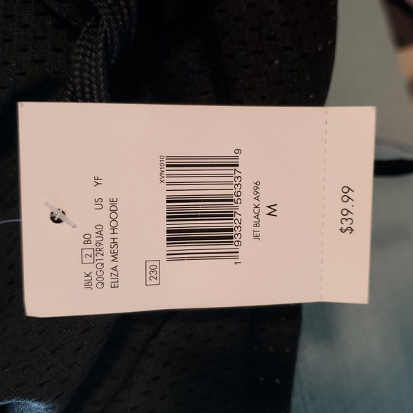 GUESS 'Eliza' Mesh Cropped Black Hooded Long Sleeve Top Size M NWT - Picture 7 of 9